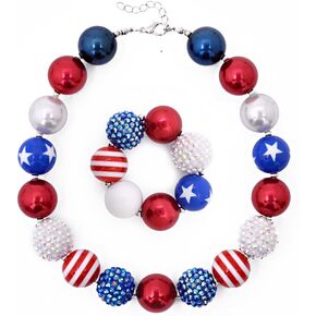 Sunrade Dress Up Jewelry for Little Girls Kids Necklaces Fashion Girls Chunky Beads Bubblegum Necklace and Bracelet Set Toddler Jewelry Costume Play Necklace in Saudi Arabia
