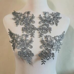 2 Pairs of Embroidered Lace and Decal Wedding Dress Accessories for Lace Accessories (Black)