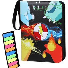 حافظة بطاقات مع إشارات مرجعية ملونة للموقع السريع، حامل ألبوم تجميع بطاقات محمول مكون من 4 حقائب، قادر على استيعاب 400 بطاقة مع 50 غلافًا قابلاً للفصل، يعرض مجلد بطاقات التداول من TCG مساحة تخزين. in Kuwait