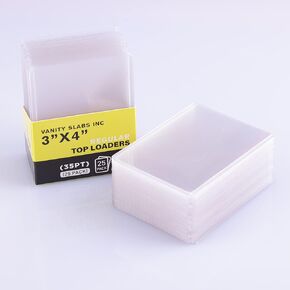 Clear Top Loaders for Cards 3" x 4", 35PT Hard Plastic Card Sleeves, Baseball Card Protector, Toploader Card Protector for Trading Cards & Sports Cards (25PCS, White)