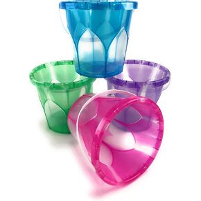 Matty's Toy Stop Beach Gear 6.5" Opaque Plastic Sand Buckets (Pails) Blue, Pink, Green & Purple Party Set Bundle - 4 Pack in Kuwait