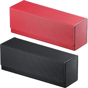 Weewooday 2 Pcs Deck Card Storage for 400+ Cards, Playing Card Storage for Baseball Play Cards Deck Trading Cards Box Holding Compatible with TCG MTG Storage Boxes(Black and Red)
