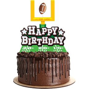 Treasures Gifted Happy Birthday Football Cake Topper - Football Party Decorations - Football Party Supplies - Football Birthday Party Decorations - Football Cake Decorations
