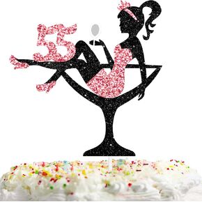 Sitting Girl Cake Topper Picks for Girl Lady 10th Birthday Makeup Spa Theme Party Decoration Supplies 10 Silhouette High Heeled Girl Cake Decor Rose Gold Glitter in Saudi Arabia