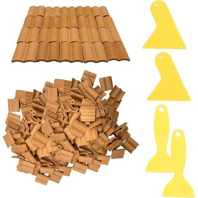 Cayway 300 PCS Mini Red Roof Tiles Set, Red Miniature Tiles with Scraper, Roof Tiles Fake Tiles Model Landscape Accessories Dollhouse Fake Tiles for DIY Dollhouse Bricks Diorama Fairy in Saudi Arabia