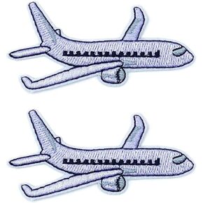 BOHAQA قطعتان من رقع التطريز على شكل طائرة مقاس 2.75 بوصة - رقعات صغيرة للكي على الملابس - يمكن كيها/خياطتها in Kuwait