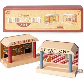 مبنى خدمة الميكانيكا والمحطات لمسار القطار الخشبي - موصل كارل 2 في 1 للخدمة الميكانيكية ومحطة القطار لتخصيص مجموعات مسارات القطار الخشبية in Kuwait