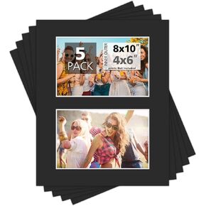Mat Board Center, 5 Pack, 8x10 Picture Mats for 2-4x6 Photo, White in Kuwait