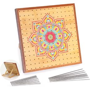 لوح حظر الكروشيه من FunisFun مع أوتاد، ألواح خشبية من الخيزران مقاس 9.25 بوصة للحياكة ومربعات الجدة مع 16 دبابيس من الفولاذ المقاوم للصدأ، هدايا للأمهات الجدات in Kuwait