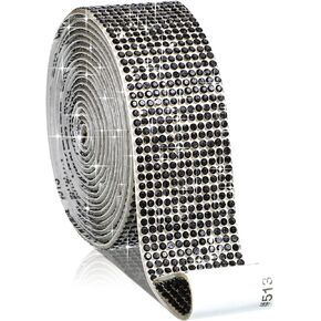 Self Adhesive Rhinestone Strips Diamond Bling Crystal Ribbon Sticker Wrap for Craft Jewel Tape Roll with 2 mm Rhinestones for DIY Car Phone Christmas Decoration (Silver,1.06 Inch x 3 Yards)