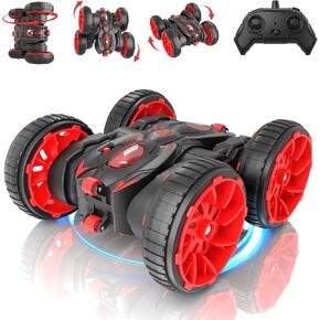سيارات التحكم عن بعد ذات الشحن المباشر RC، سيارات حيلة 4 WD على الوجهين تقلب 360 درجة مع أضواء عجلات قابلة للتحويل في الهواء الطلق لعبة سيارات هدية عيد ميلاد للأولاد والبنات الذين تتراوح أعمارهم بين 4 5 6 7 8 9 10 11 12 in Kuwait