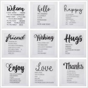 Welcome to Joyful Home 9pcs/Set Welcome Hello Hugs Frineds Sentiments Rubber Clear Stamp for Card Making Decoration and Scrapbooking in Kuwait