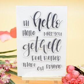 مرحبًا بكم في Joyful Home قطعة واحدة من ختم Hello Hi Sentiment الشفاف لصنع البطاقات والديكور وسجل القصاصات in Kuwait