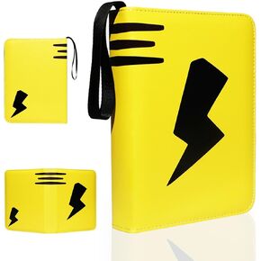 حافظة بطاقات، كتاب حامل ألبوم تجميع البطاقات المحمول بأربعة جيوب، يناسب 440 بطاقة مع 55 صفحة قابلة للإزالة وسحاب، حقيبة تخزين عرض حافظة بطاقات التداول (أصفر) in Kuwait