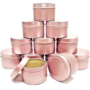 Unixing Candle Tins 8oz, 12Pcs Metal Candle Tins for DIY Candle Big Candle Container Tins for Candle Making Light Blue Champagne Rose Gold Cantainer Tins in Saudi Arabia