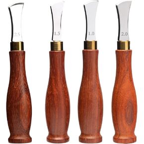 مايبين مجموعة من 4 ادوات لتجعيد حواف الجلد من الستانلس ستيل مع مقبض خشبي للحرف اليدوية المصنوعة يدويا، 1/1.5/2/2.5 ملم in Kuwait