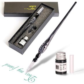 Glass Dip Pen Set,Calligraphy Pen,Crystal Signature Pen for Art, Writing, Signatures -Decoration and Business Gift