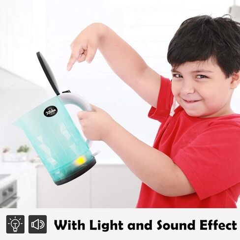 infunbebe Jeeves Jr. لعبة غلاية ومحمصة للأطفال، جهاز مطبخ إلكتروني للعب التظاهري مع أصوات منبثقة، مجموعة شرائح الخبز الأولى للأطفال الصغار in Kuwait