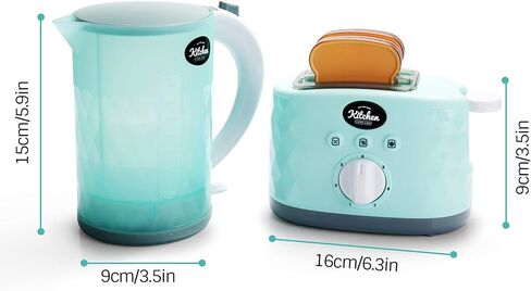 infunbebe Jeeves Jr. لعبة غلاية ومحمصة للأطفال، جهاز مطبخ إلكتروني للعب التظاهري مع أصوات منبثقة، مجموعة شرائح الخبز الأولى للأطفال الصغار in Kuwait