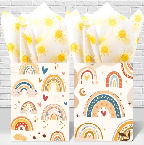 100 Sheets 20 * 14 Inches Boho Sun Tissue Paper for Gift Wrapping, Yellow Sunshine Tissue Paper for Gift Bags for First Trip Around The Sun Birthday Party Baby Shower DIY Craft in Saudi Arabia