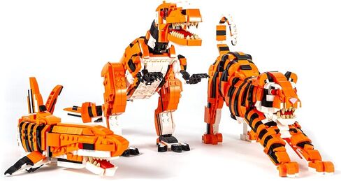 مجموعة مكعبات صغيرة 3 في 1 من dOvOb على شكل نمر أو تيرانوصور أو سمك القرش (1030 قطعة)، لعبة فكرة رائعة للأطفال والأولاد والبنات in Kuwait