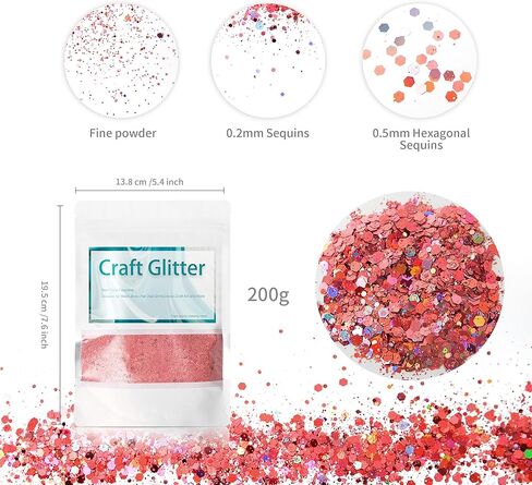 جليتر مكتنز ثلاثي الأبعاد، 200 جم/7 أونصة مسحوق لامع مختلط من الرقائق الدقيقة قزحية الألوان، بريق للفنون والحرف اليدوية والراتنج والأظافر والشعر والجسم والأكواب والسلايم والرسم وديكور المهرجانات ومستحضرات التجميل (فضي) in Kuwait
