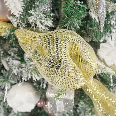 MEEDEE Blue Deco Mesh Ribbon 10 Inch Rolls Fabric Mesh Blue Decorative Mesh 10 Yards Mesh Roll Blue Mesh Ribbon for Wreaths, Christmas Tree Mesh Garland, Bow Making, Baby Shower Mesh Wreath Supplies in Kuwait