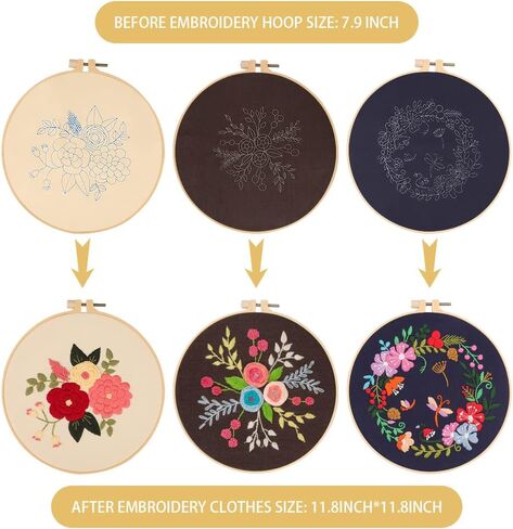 مجموعة التطريز GOKURVG للمبتدئين، مجموعة أدوات التطريز للمبتدئين، مجموعة التطريز للبالغين، مجموعة التطريز اليدوي، مجموعات الغرز المتقاطعة المختومة مع أنماط التطريز in Kuwait