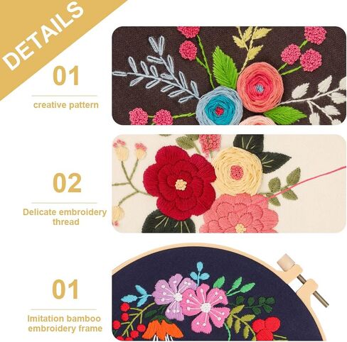 مجموعة التطريز GOKURVG للمبتدئين، مجموعة أدوات التطريز للمبتدئين، مجموعة التطريز للبالغين، مجموعة التطريز اليدوي، مجموعات الغرز المتقاطعة المختومة مع أنماط التطريز in Kuwait