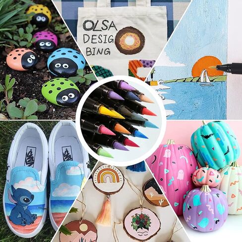 Acrylic Paint Pens Markers, 18 Colors Acrylic Paint Pens Set,1 to 6 mm Tip Permanent Waterproof Acrylic Markers for stone, plastic, glass, canvas, wood,DIY Crafts Making in Saudi Arabia