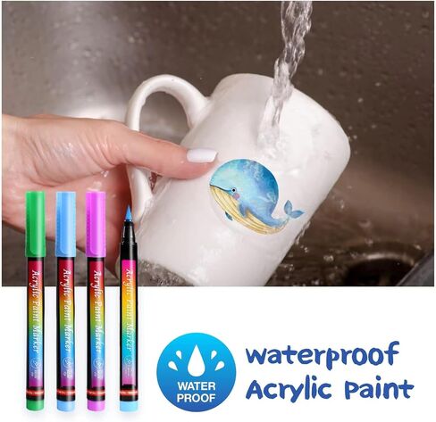 Acrylic Paint Pens Markers, 18 Colors Acrylic Paint Pens Set,1 to 6 mm Tip Permanent Waterproof Acrylic Markers for stone, plastic, glass, canvas, wood,DIY Crafts Making in Saudi Arabia
