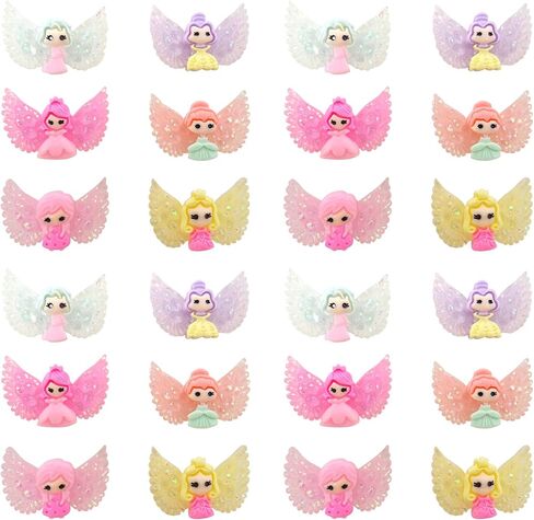 Honbay 24PCS Slime Charms Flatback Resin Charms Cartoon Style Glitter Winged Princesses Girls Embellishments for Scrapbooking, Hair Clip, Phone Case, DIY Crafts in Saudi Arabia