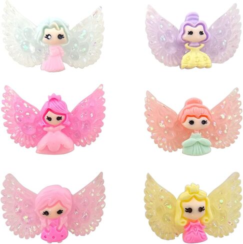 Honbay 24PCS Slime Charms Flatback Resin Charms Cartoon Style Glitter Winged Princesses Girls Embellishments for Scrapbooking, Hair Clip, Phone Case, DIY Crafts in Saudi Arabia