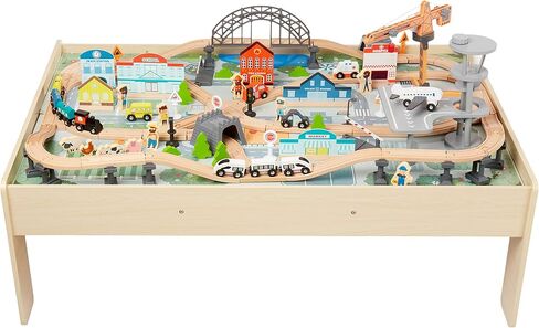 Amazon Basics 120-piece Train Set and Table-kids Gift for Age 3Y+, Multi, 47.4 x 33.46 x 16.14 inches in Saudi Arabia