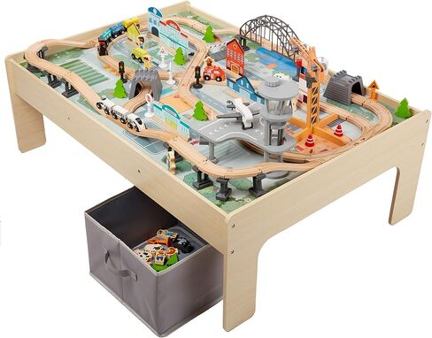 Amazon Basics 120-piece Train Set and Table-kids Gift for Age 3Y+, Multi, 47.4 x 33.46 x 16.14 inches in Saudi Arabia