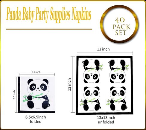 40 قطعة من مناديل لوازم حفلات الأطفال باندا لحفلات استقبال المولود والأطفال الأولاد والبنات لوازم تزيين حفلات أعياد الميلاد أو حفلات الكريسماس ولوازم حفلات عيد الشكر in Kuwait