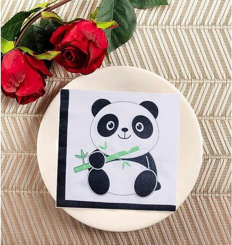40 قطعة من مناديل لوازم حفلات الأطفال باندا لحفلات استقبال المولود والأطفال الأولاد والبنات لوازم تزيين حفلات أعياد الميلاد أو حفلات الكريسماس ولوازم حفلات عيد الشكر in Kuwait