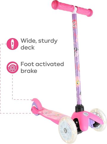 My Little Pony Self Balancing Kick Scooter with Light Up Wheels, Extra Wide Deck, 3 Wheel Platform, Foot Activated Brake, 75 lbs Limit, Kids & Toddlers Girls or Boys, for Ages 3 and Up in Kuwait