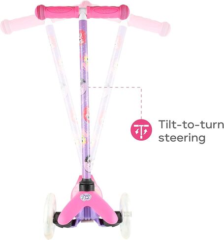My Little Pony Self Balancing Kick Scooter with Light Up Wheels, Extra Wide Deck, 3 Wheel Platform, Foot Activated Brake, 75 lbs Limit, Kids & Toddlers Girls or Boys, for Ages 3 and Up in Kuwait