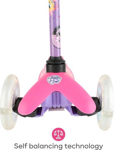 My Little Pony Self Balancing Kick Scooter with Light Up Wheels, Extra Wide Deck, 3 Wheel Platform, Foot Activated Brake, 75 lbs Limit, Kids & Toddlers Girls or Boys, for Ages 3 and Up in Kuwait