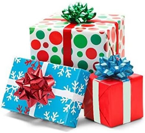 MAGICLULU 100 قطعة هدية عيد الميلاد التفاف القوس المعدني الشريط نجمة القوس ذاتية اللصق هدية التفاف الأقواس عاكسة هدية سحب الانحناء لعطلة عيد ميلاد الديكور الطرف (مختلط اللون) in Kuwait