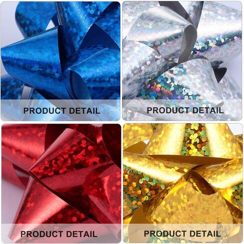 MAGICLULU 100 قطعة هدية عيد الميلاد التفاف القوس المعدني الشريط نجمة القوس ذاتية اللصق هدية التفاف الأقواس عاكسة هدية سحب الانحناء لعطلة عيد ميلاد الديكور الطرف (مختلط اللون) in Kuwait