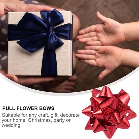 MAGICLULU 100 قطعة هدية عيد الميلاد التفاف القوس المعدني الشريط نجمة القوس ذاتية اللصق هدية التفاف الأقواس عاكسة هدية سحب الانحناء لعطلة عيد ميلاد الديكور الطرف (مختلط اللون) in Kuwait