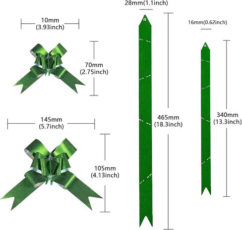 أقواس سحب لامعة باللون الأخضر، 20 قطعة من الأقواس اللامعة بمقاسين مختلفين لتغليف الهدايا، وأقواس سلة الهدايا لحفلات الزفاف، وباقة الهدايا، وتزيين شجرة عيد الميلاد in Kuwait
