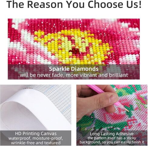 فاين جير باو 9 عبوات من مجموعات الرسم الماسي 5D للبالغين، فن ماسي يدوي للبالغين، فن كريستال مثقوب بالكامل لتزيين جدار المنزل، 11.8 انش × 11.8 انش (زهور) in Kuwait
