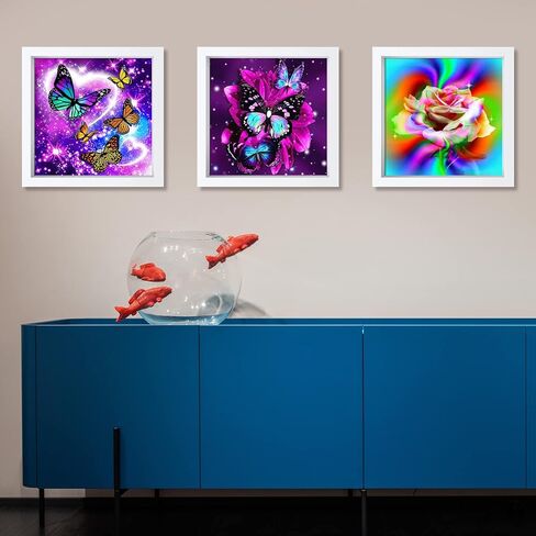 فاين جير باو 9 عبوات من مجموعات الرسم الماسي 5D للبالغين، فن ماسي يدوي للبالغين، فن كريستال مثقوب بالكامل لتزيين جدار المنزل، 11.8 انش × 11.8 انش (زهور) in Kuwait