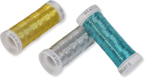 Simthreads Metallic Embroidery Thread 200 Yards Ea for French Embroidery or Machine Embroidery for Janome Brother Pfaff Babylock Singer Bernina Husqvaran and Most Home Embroidery Machines (16 Colors) in Saudi Arabia