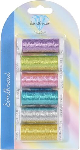 Simthreads Metallic Embroidery Thread 200 Yards Ea for French Embroidery or Machine Embroidery for Janome Brother Pfaff Babylock Singer Bernina Husqvaran and Most Home Embroidery Machines (16 Colors) in Saudi Arabia