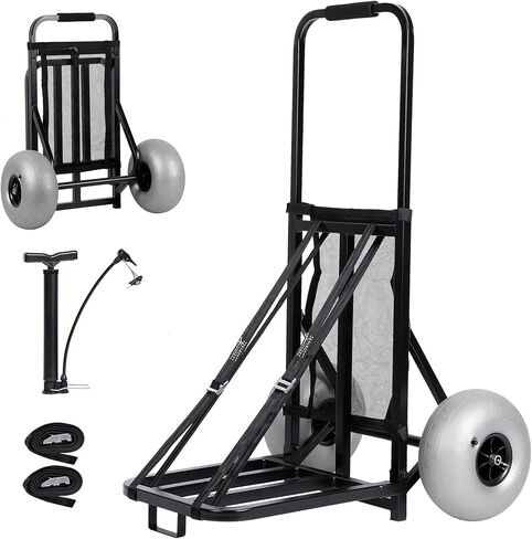 عربة شاطئ توريكسون بعجلات بالونية، مع إطارات بالون من البولي يوريثان اللدن بالحرارة مقاس 10 بوصة، عربة شاطئ ذات عجلات كبيرة، سيارة رملية قابلة للطي بسعة 200 رطل، عربة شاطئية بعجلات كبيرة للرمل in Kuwait