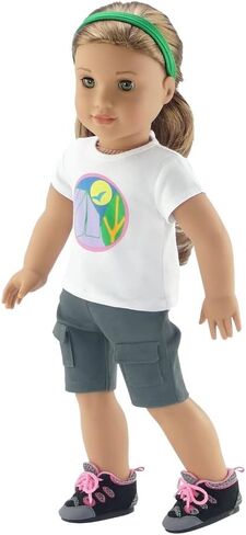 Emily Rose 18 Inch Doll Girl Scout-Inspired Camping Clothes Outfit Set | Hiking Boots Shoes Included! | Gift Boxed! | Compatible with 18" American Girl Dolls in Saudi Arabia